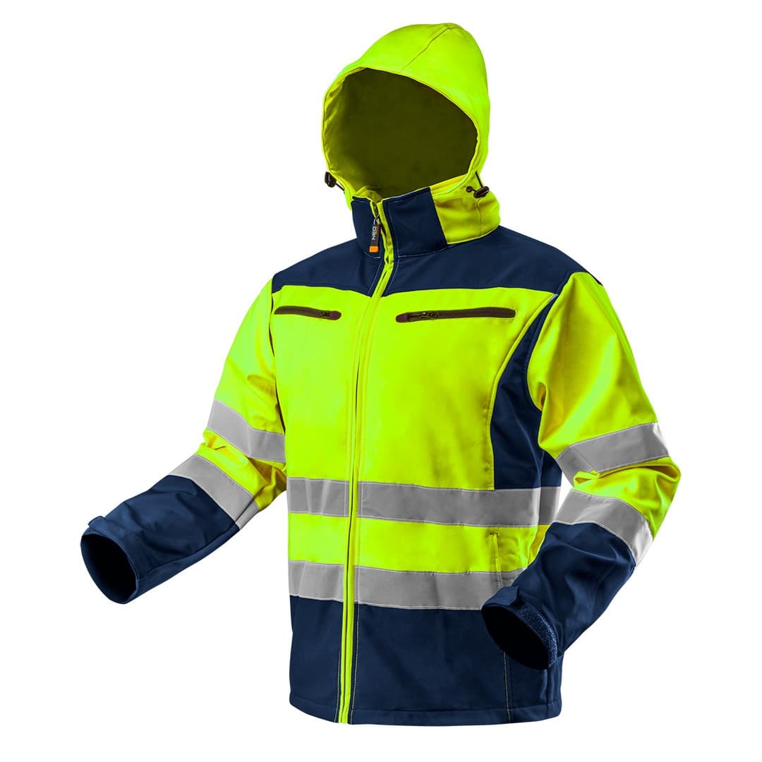 5907558431261 Kurtka robocza ostrzegawcza softshell z kapturem| żółta| rozmiar X