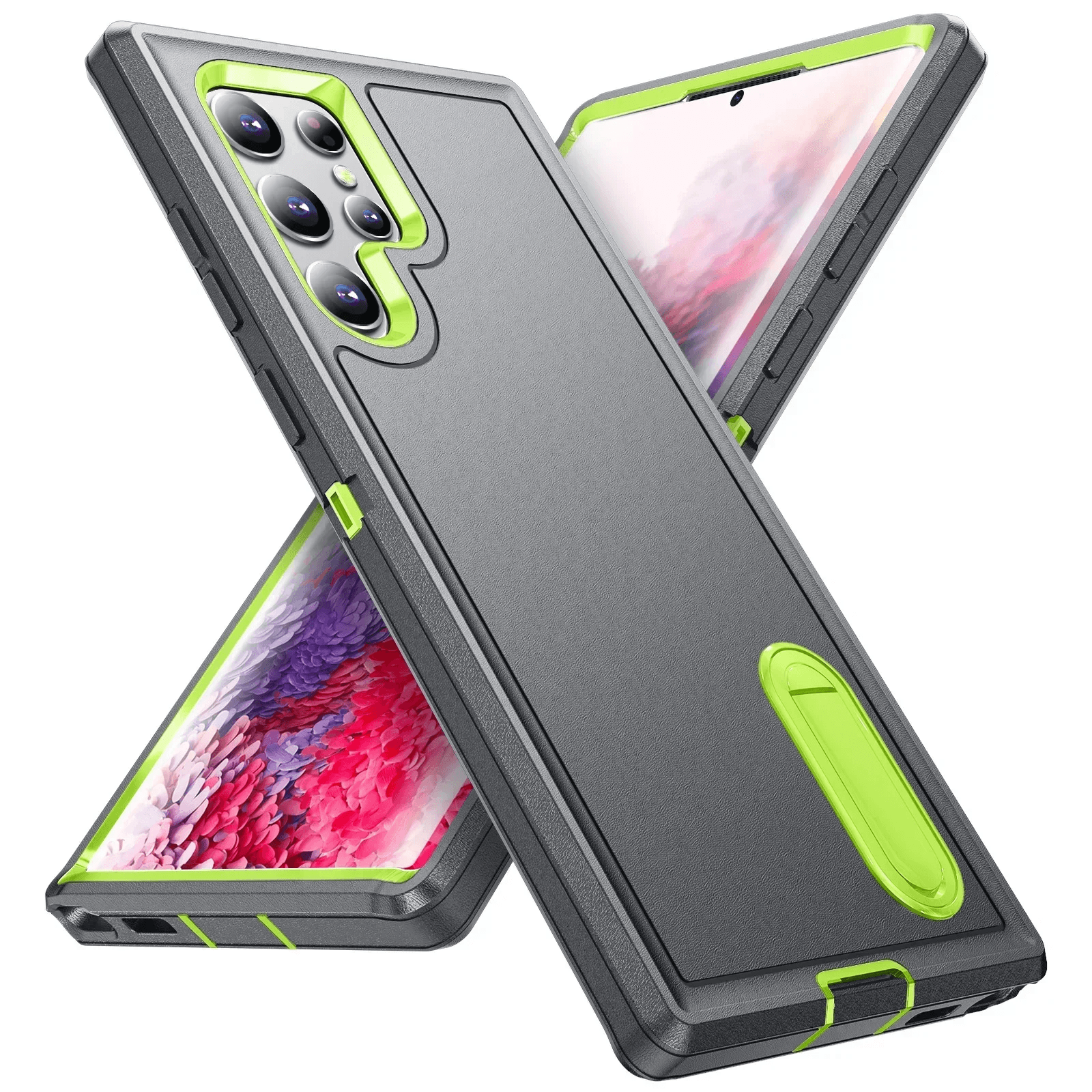 3 in 1 Heavy Duty Case for Samsung Galaxy S24-S26 A17-A56 Kickstand Cover