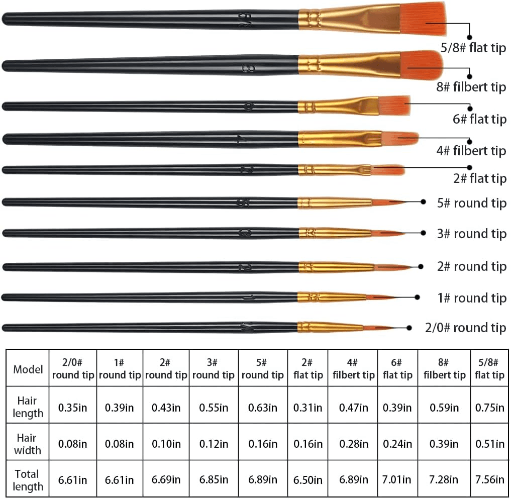 Paint Brush Set| 20 Pcs Nylon Hair Paint Brushes with a Palette| Artists Paint B view 2