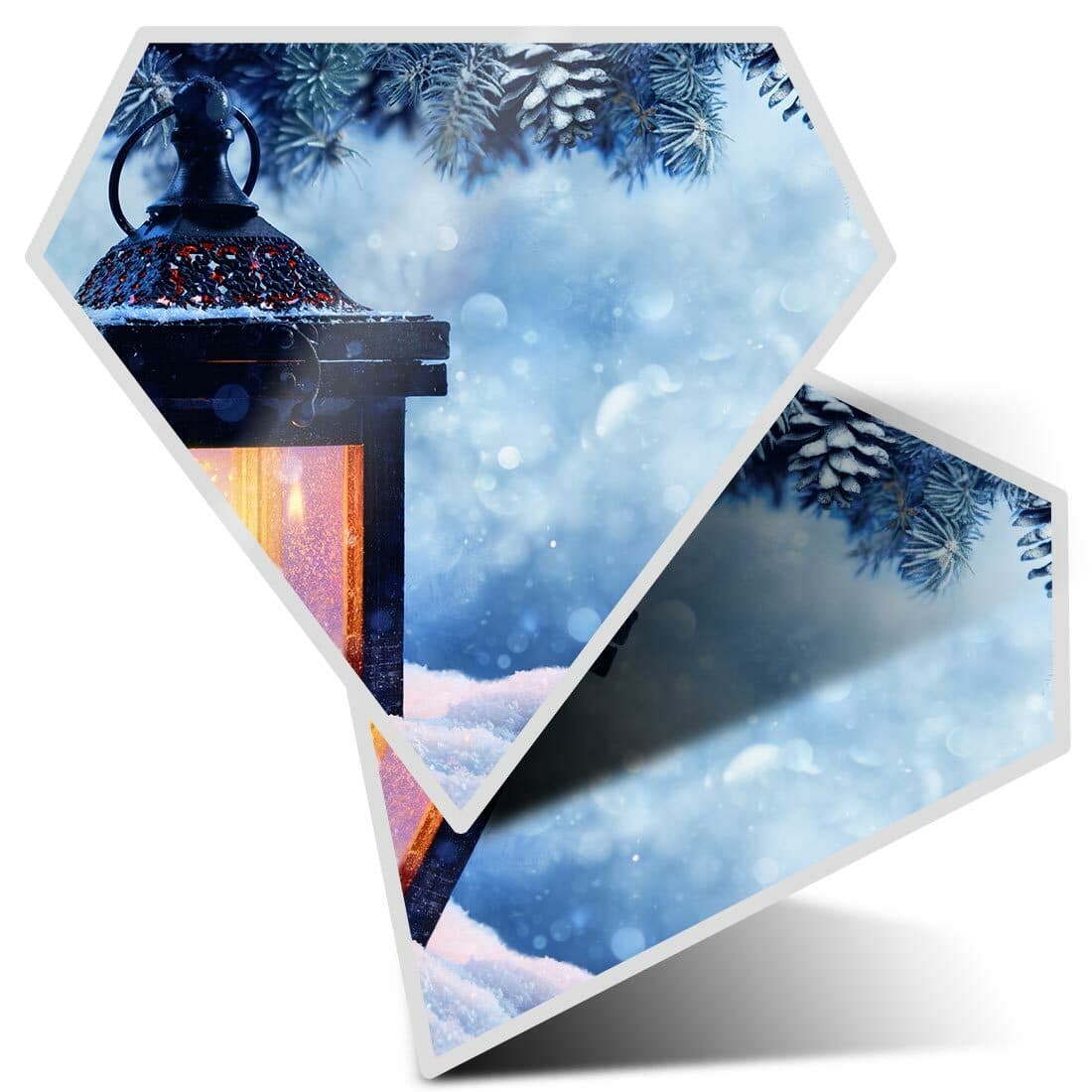 2 x Diamond Stickers 10 cm  - Christmas Lantern Candle Snow  #12449