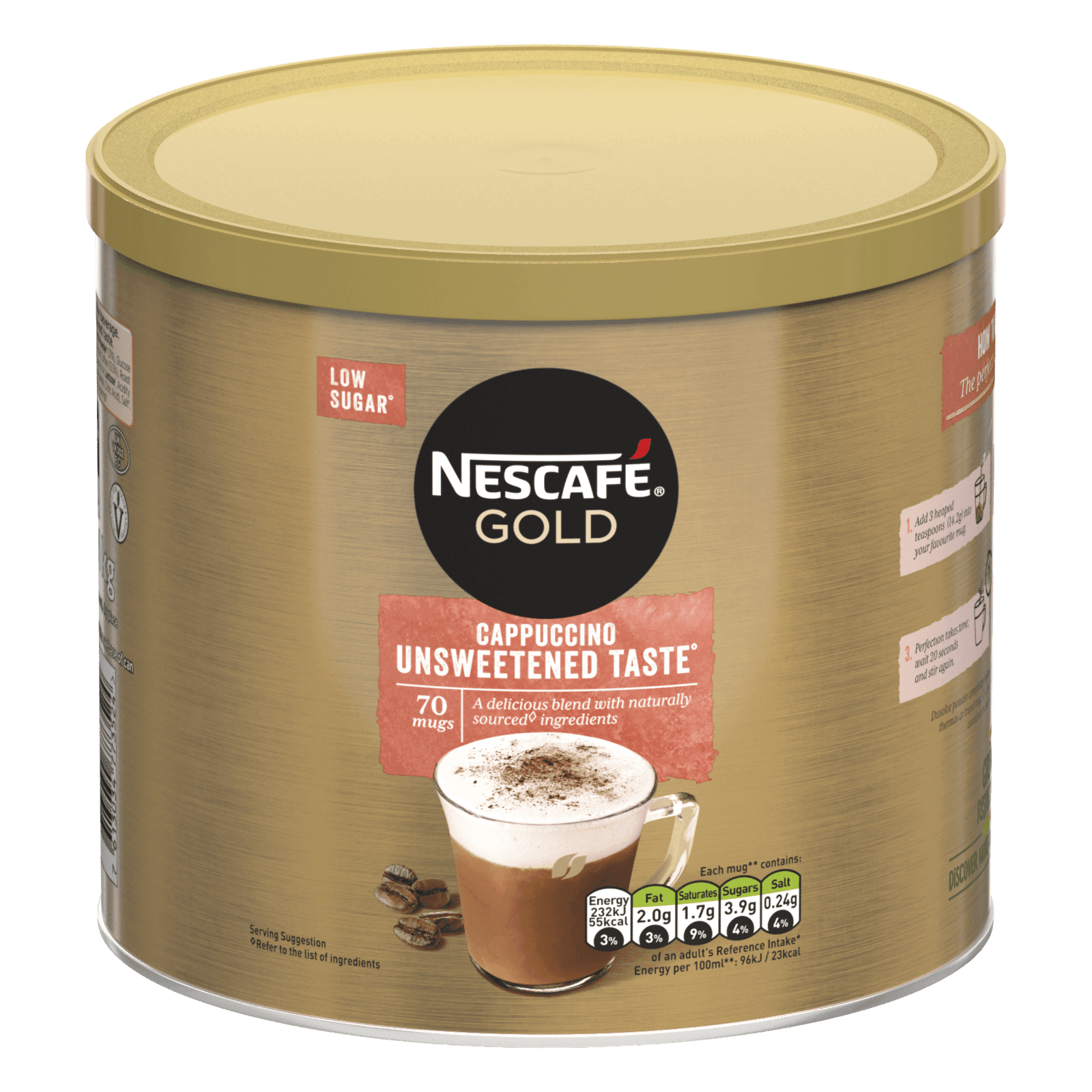 Nescafe Gold Unsweetened Cappuccino 1kg Tin