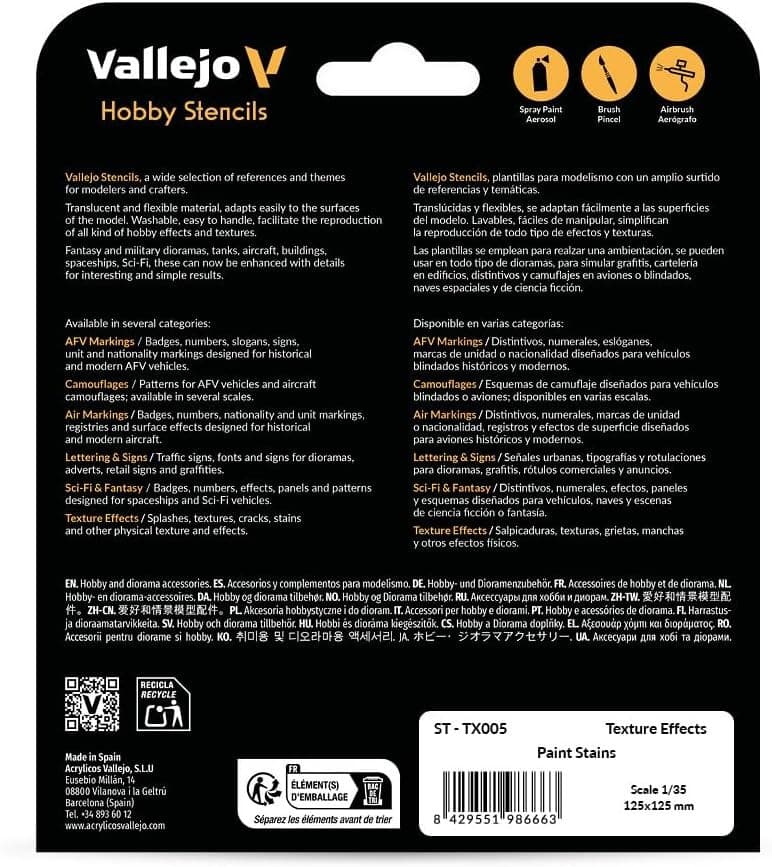 Vallejo 1/35 Scale Stencil Paint Stains - Model Building Paints and To (US IMPORT) view 2