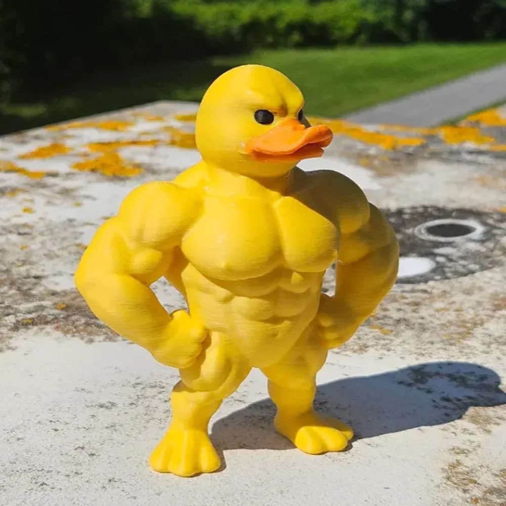 Muscle Duck Statue -3D Desktop Decor,Cute Bookshelf Whimsical Figurine,Multifunc