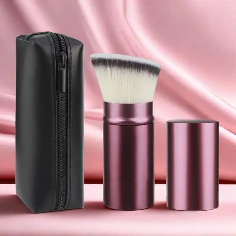 Retractable Makeup Brush Powder Blusher Portable Mini Multi-Function with Alumin