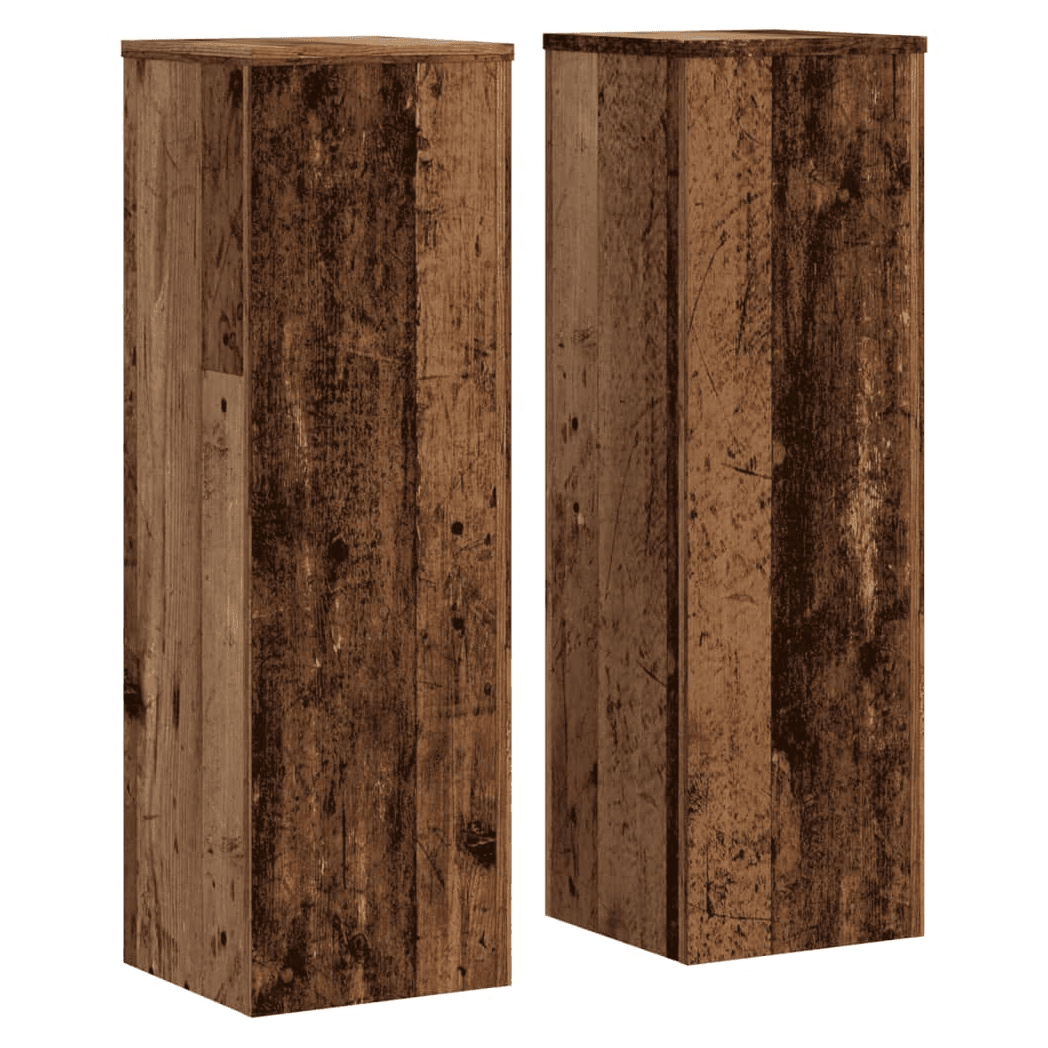 Plant Stand Set of 2 Old Wood 25x25x80cm Engineered Wood Indoor/Outdoor Stylish view 2