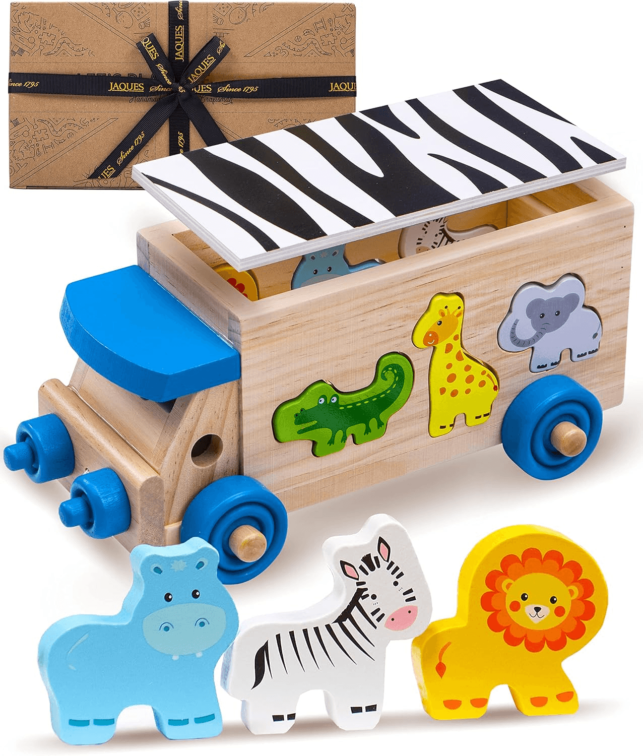 Wooden Shape Sorter for 1 Year Old | Safari Bus Animal Wooden Toys for 1 2 3 Yea