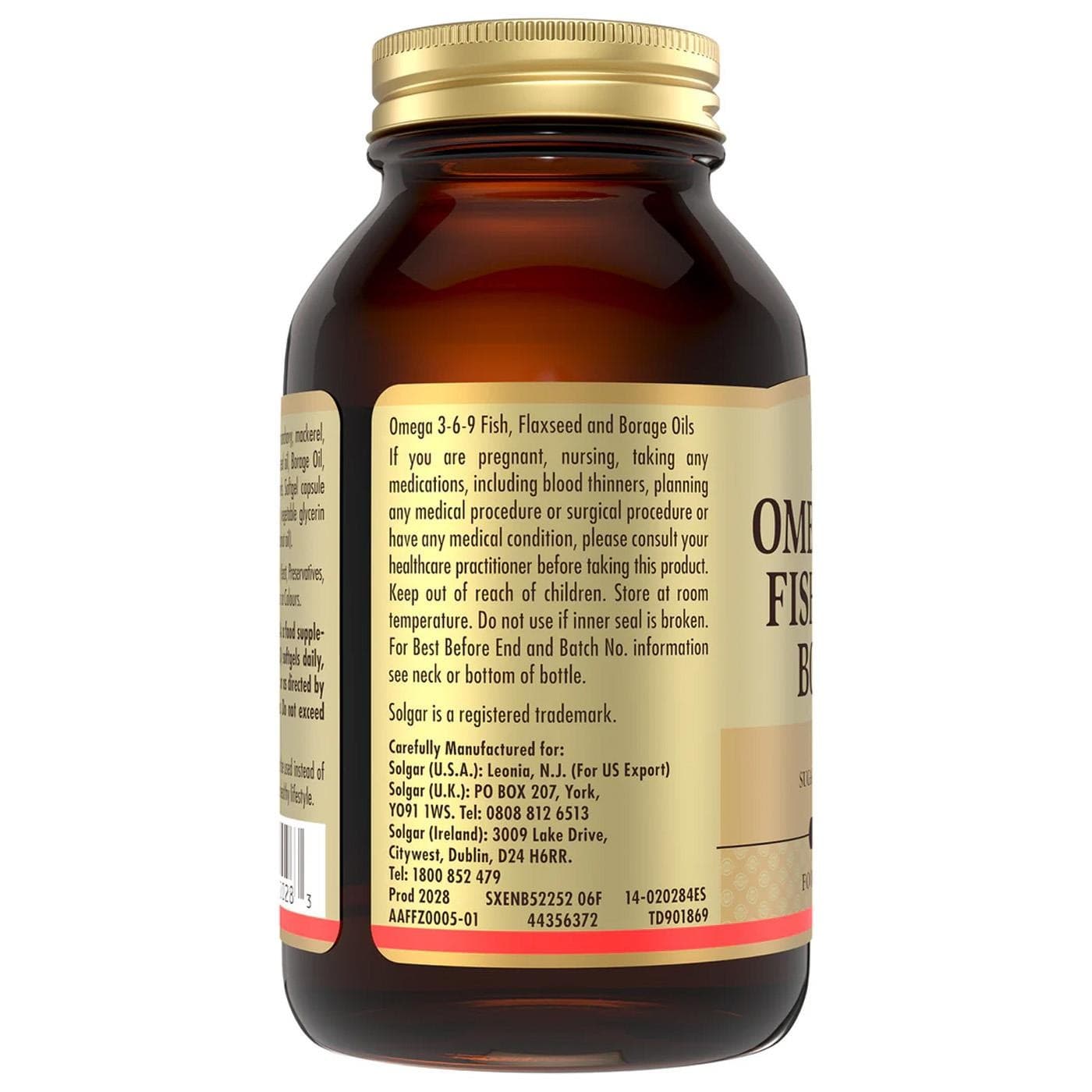 Solgar Omega 3-6-9 Fish Flax Borage Vitamin Oil Softgel Capsule Pack 120 Tablets view 2
