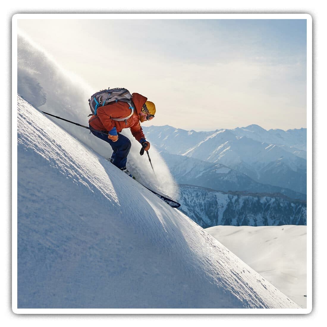2 x Square Stickers 10 cm - Freeride Skiing Mountains Ski Snow Cool Gift #21553