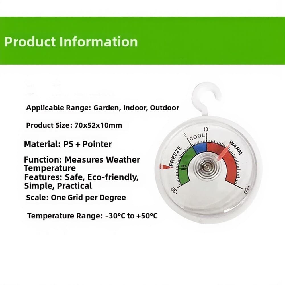 2pcs Analogue Thermometer with Hook for Home Garden Outdoor Temperature Check