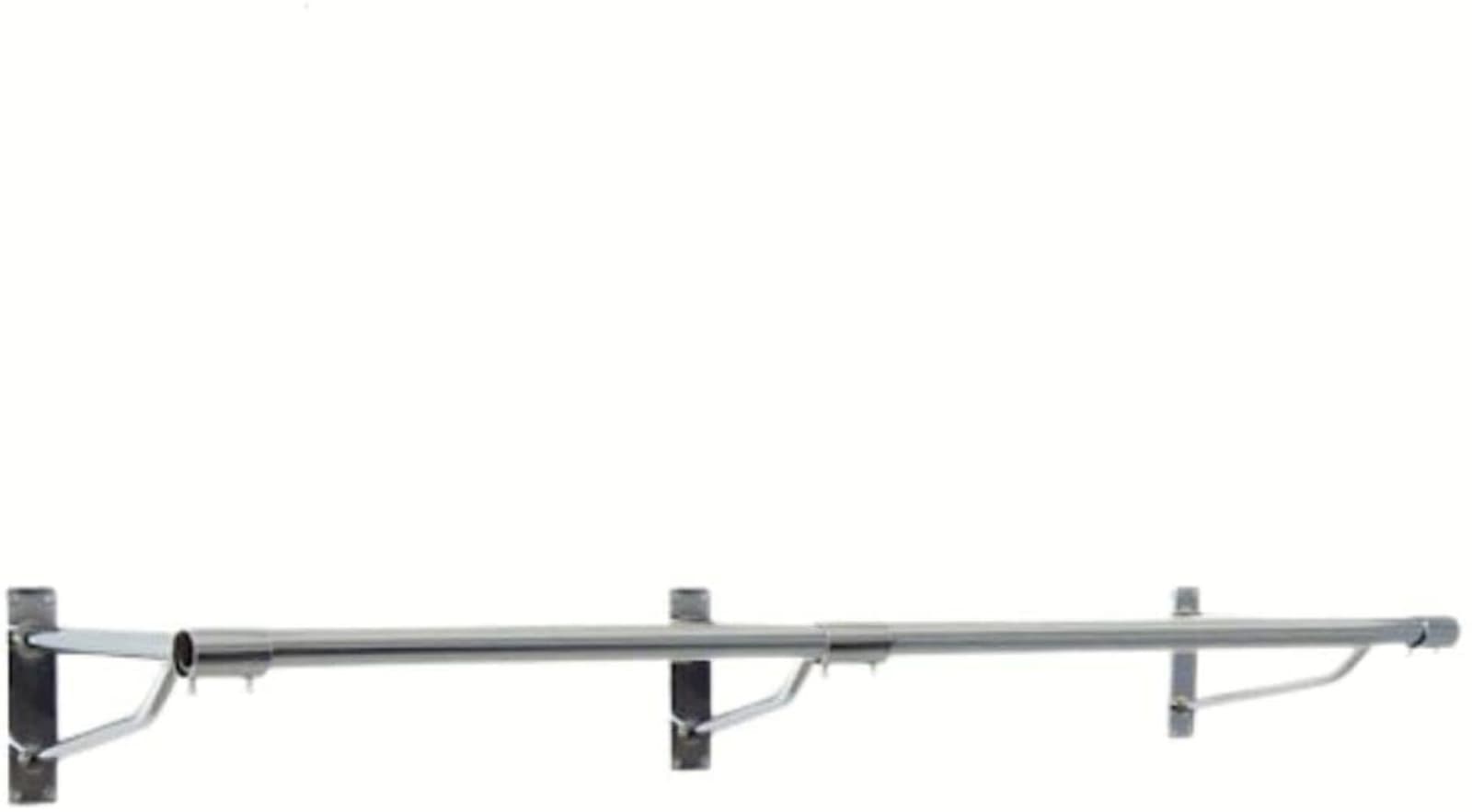 8ft Long Pole +3 Brackets+2 Plastic End Caps-Super Heavy Duty Chrome Plated Wall