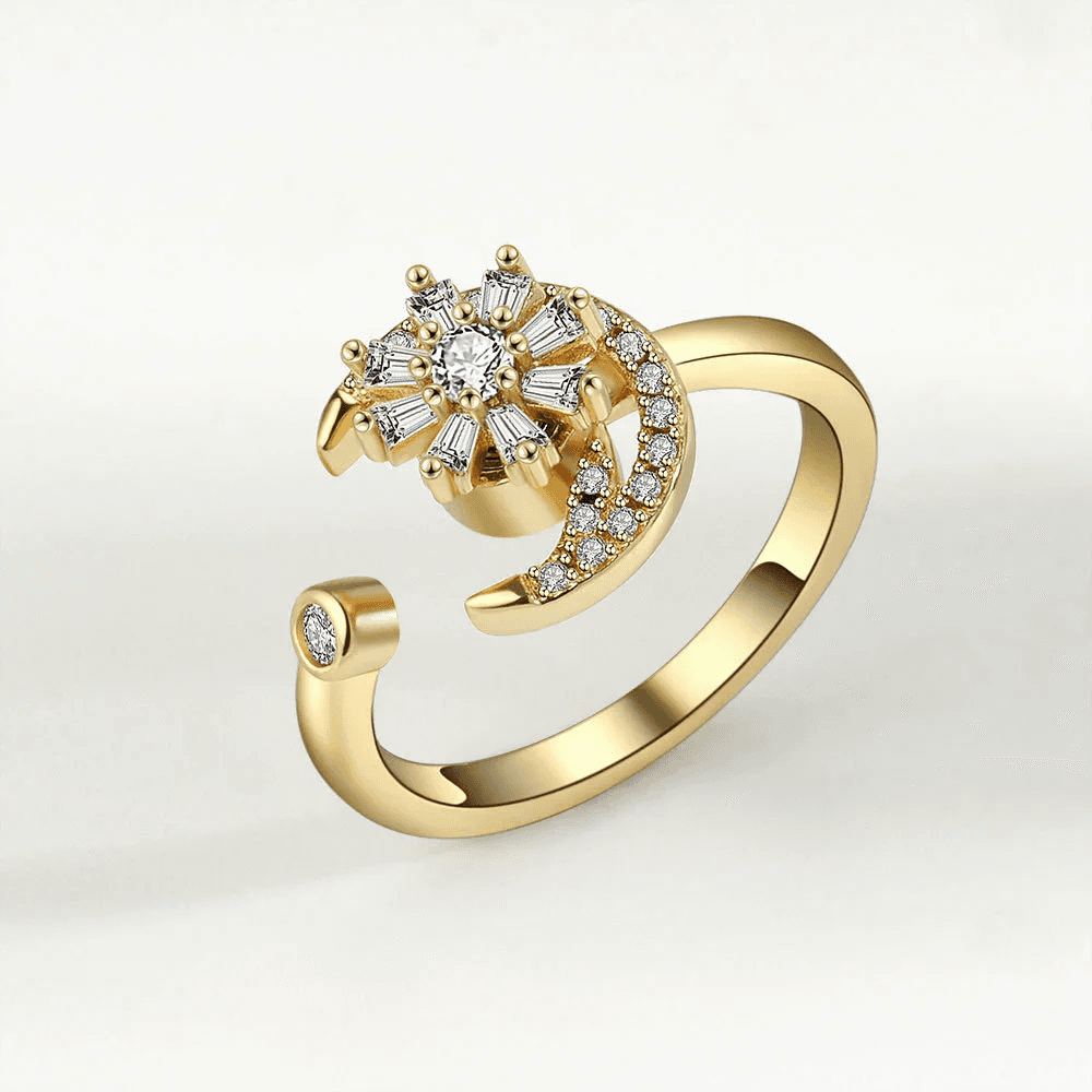 925 Sterling Silver Sunflower Diamond Zircon Rotatable Ring for Women Gift Relie