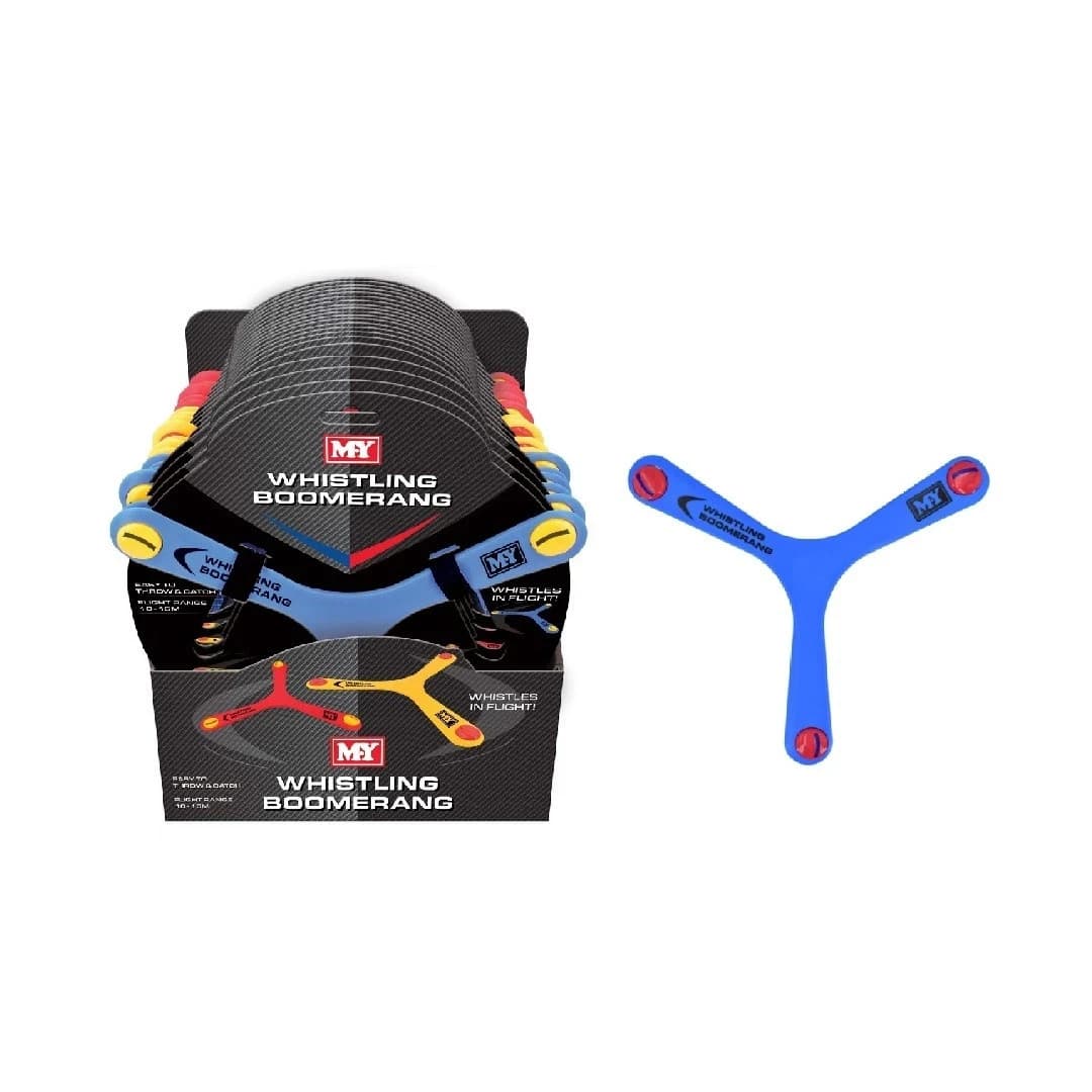 Pk of 3 Assorted Colors Sports Whistle Boomerang Soft Throw and Catch Toy for Kids
