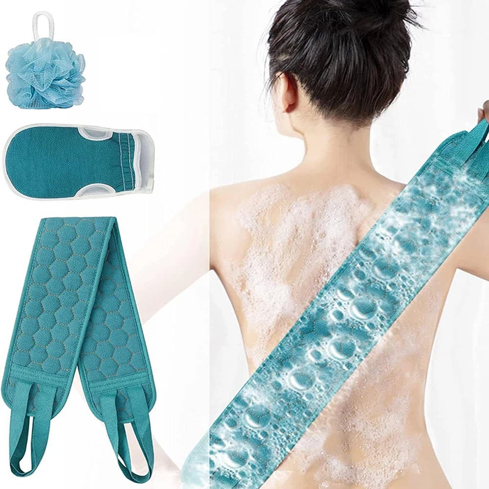 Exfoliating Body Scrubber Set - Includes Back Scrubber| Bath Glove and Shower Ba