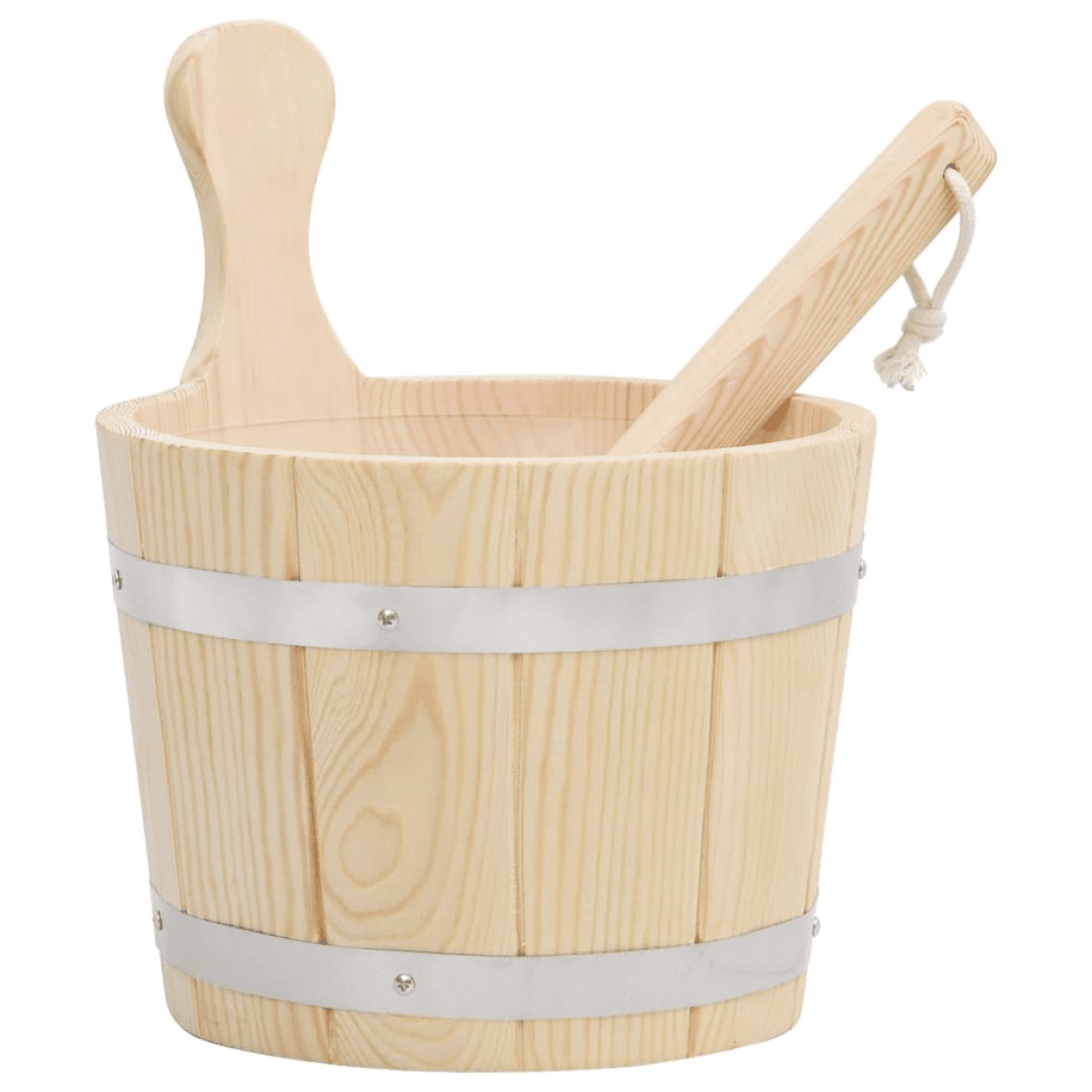 Sauna bucket and ladle set natural pine 5L with PP liner 36cm ladle 26x25x30.5cm