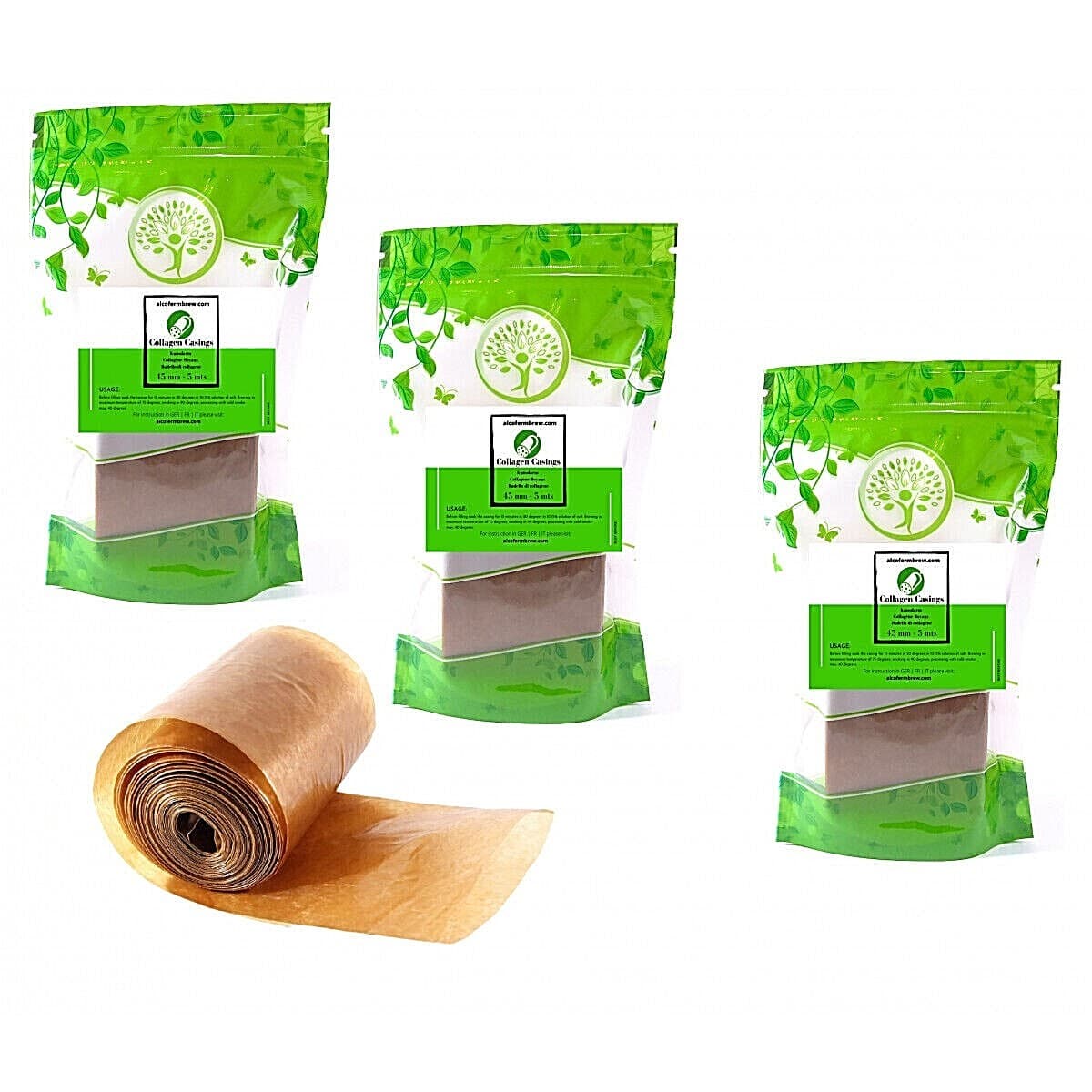 Collagen Casings – 3 Pack| Protein Casing| Natural Casings| Sausage Casings