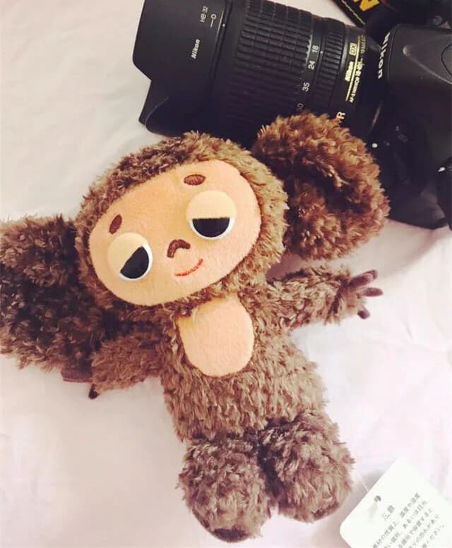 Cute Cheburashka Plush Toy Big Ryes Monkey with Clothes Soft Doll