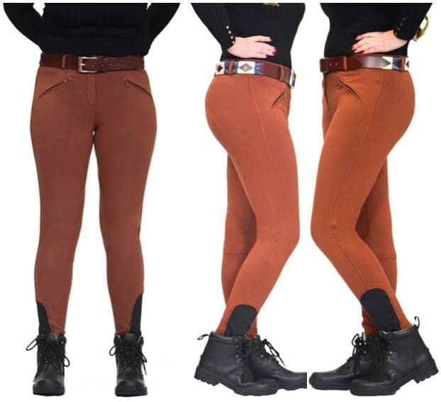 Horse Riding Ladies Jodhpurs Self Seat Stretchy Dark Brown Jodhpur
