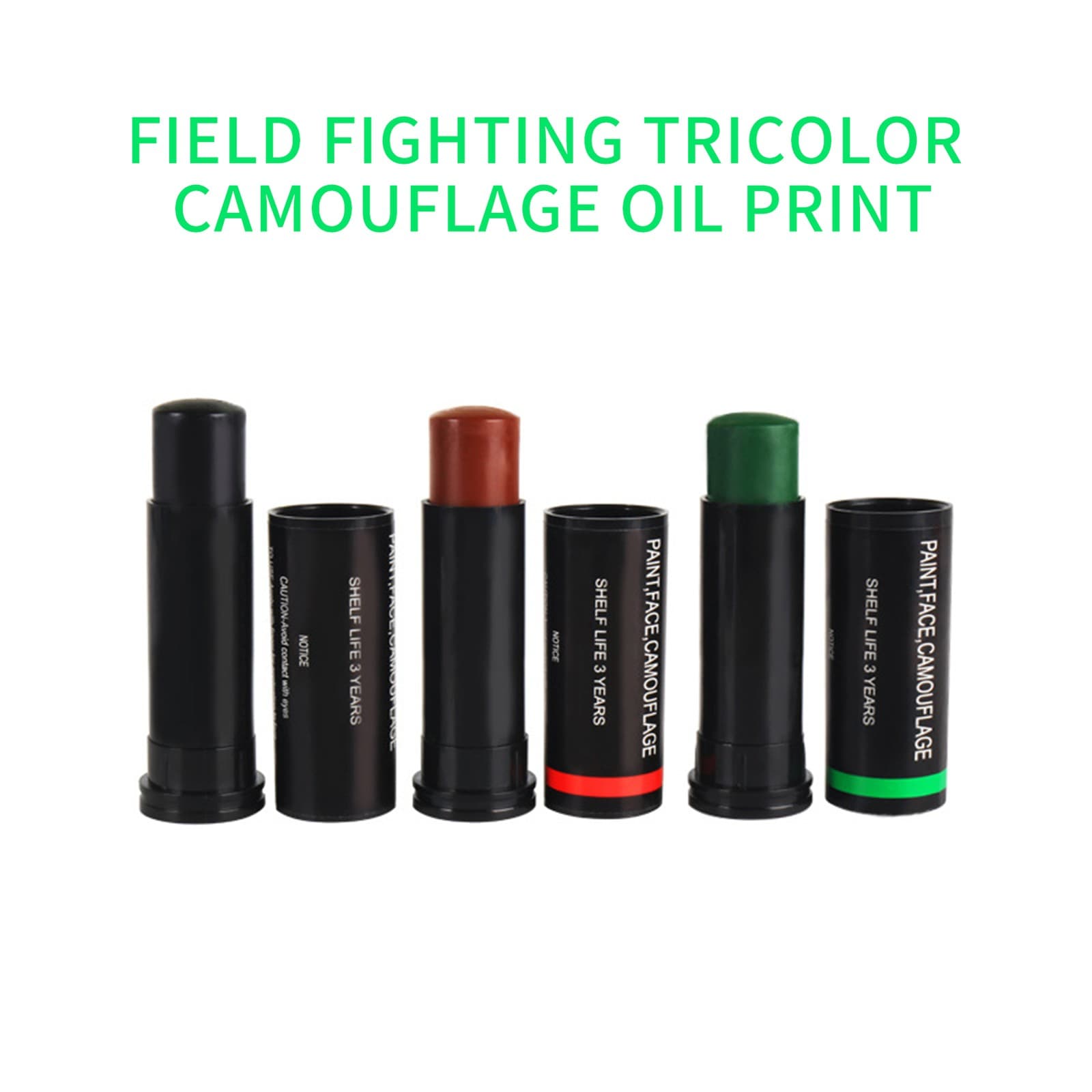 Camo Face Paint Sticks 3 Camouflage Colors Green Brown Black For Hunting Pain;; view 2