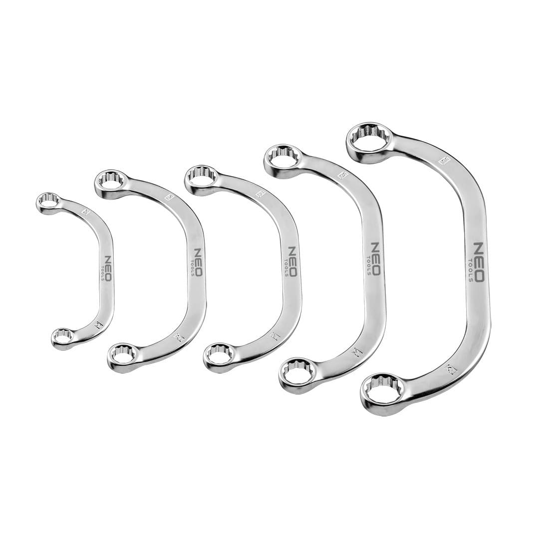 5907558404876 Klucze oczkowe wygięte 9-22 mm| zestaw 5 szt.
