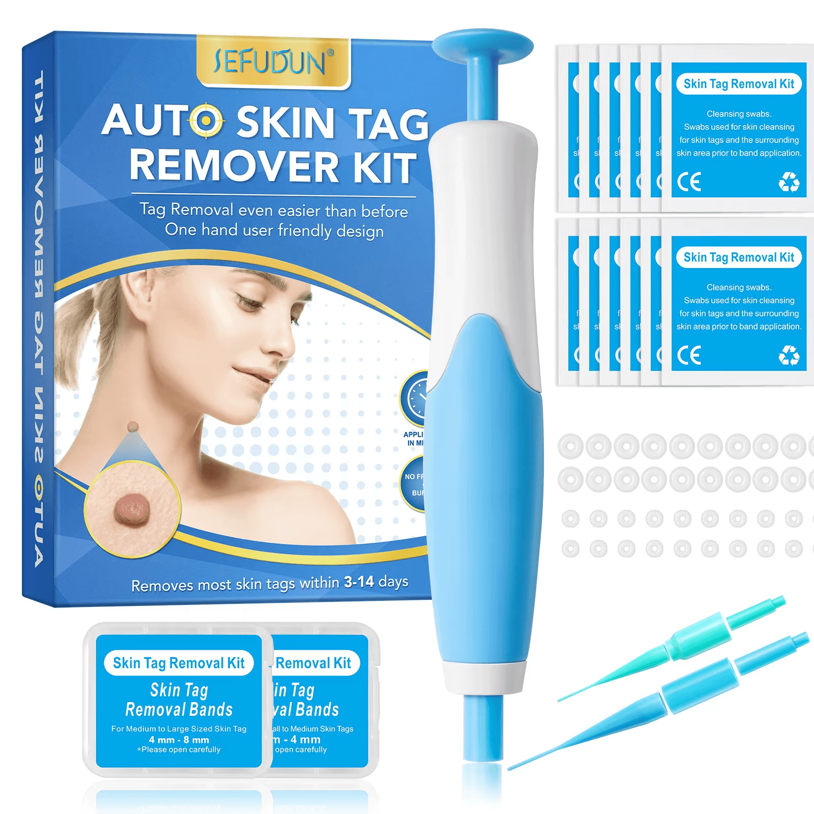 Auto Large Size Skin Tag Removal Kit for Large Skin Tags 4-9Mm with Cleansing Sw