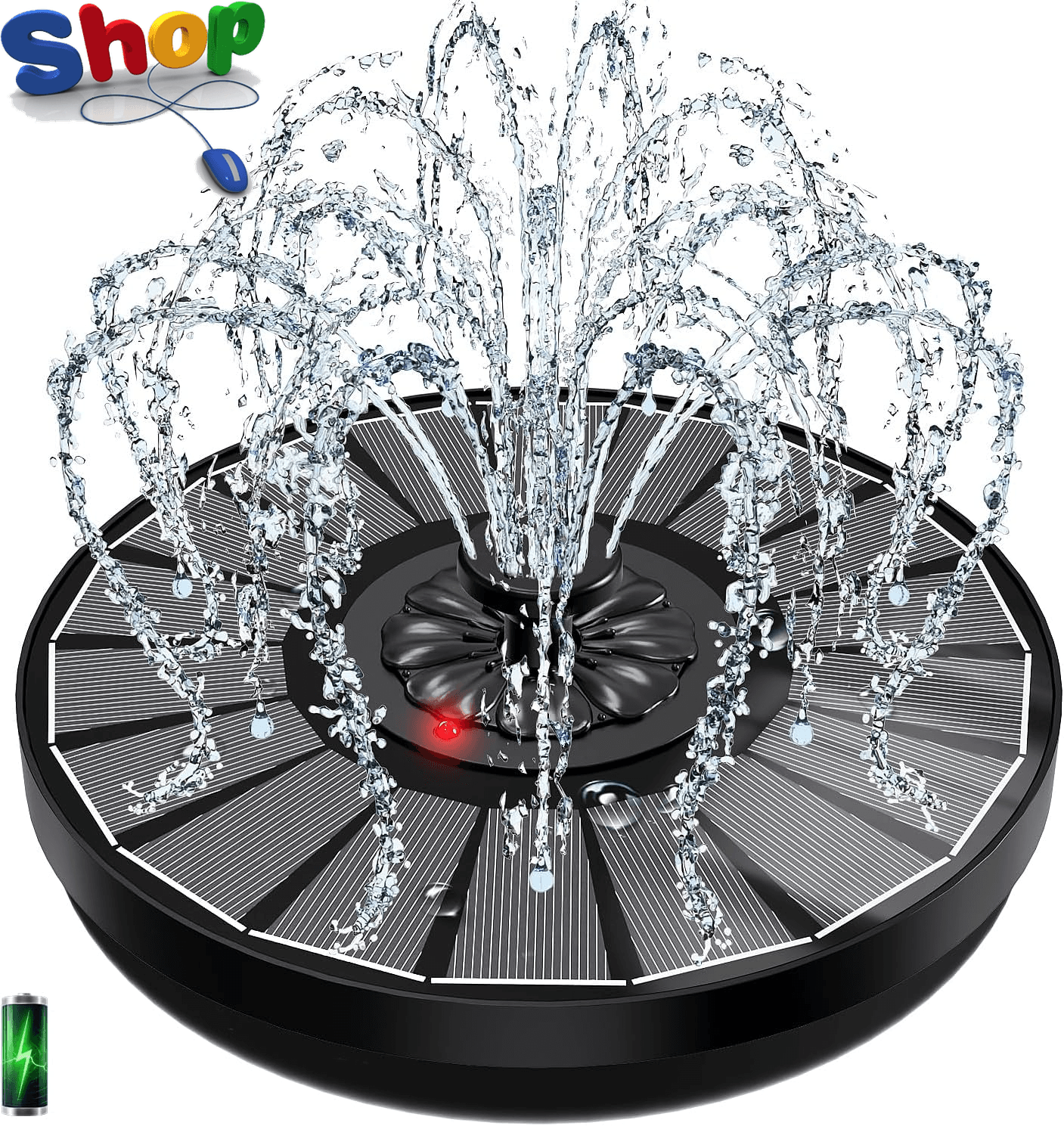 Solar Fountain with LED Indicator|  2000Mah 3.5W Bird Bath Fountains Work on Clo