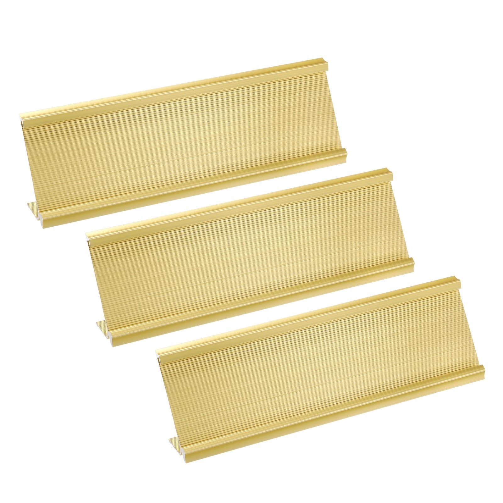 2x7\" Aluminum Name Plate Holders| 3 Pack for Desk Sign Holder Gold Tone