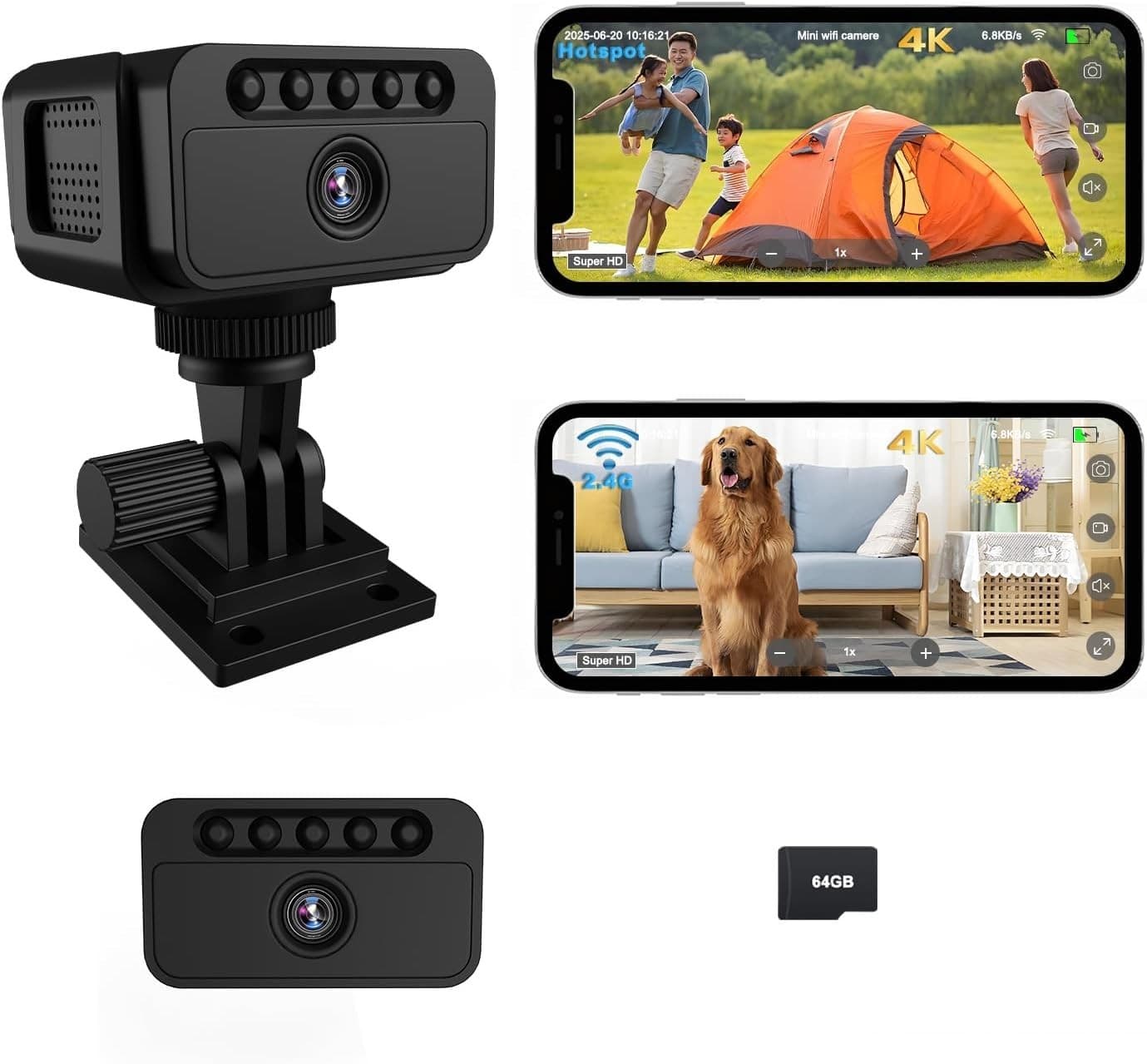Bextgoo No Wifi Security Camera| WiFi/AP Hotspot/Offline Mode| 4K Mini...
