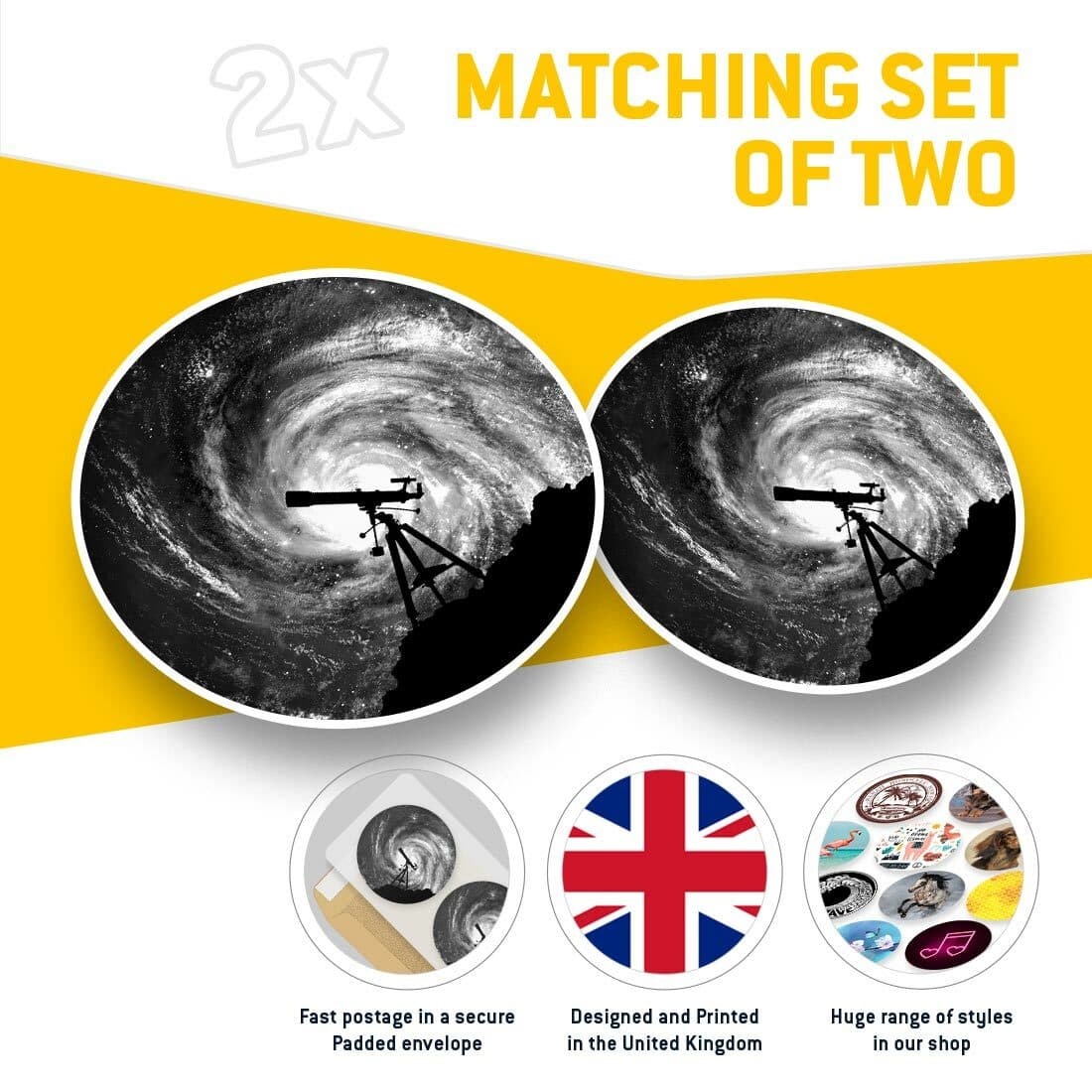 2 x Vinyl Stickers 30cm (bw) - Astronomy Telescope Space NASA  #40895 view 2