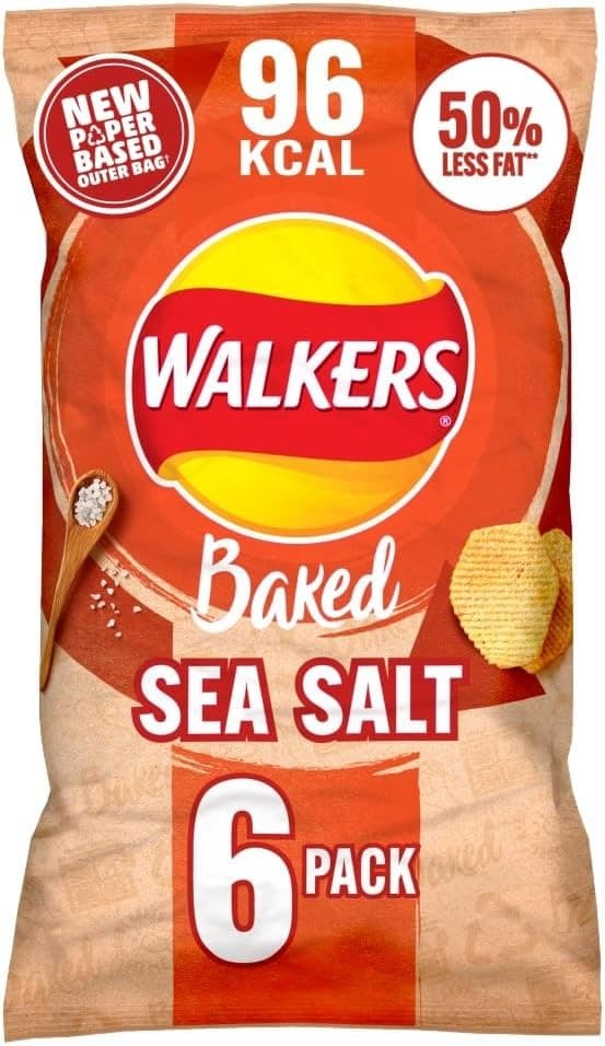 Walkers Baked Snacks Sea Salt 6 x 22g 22 g (Pack of 6)
