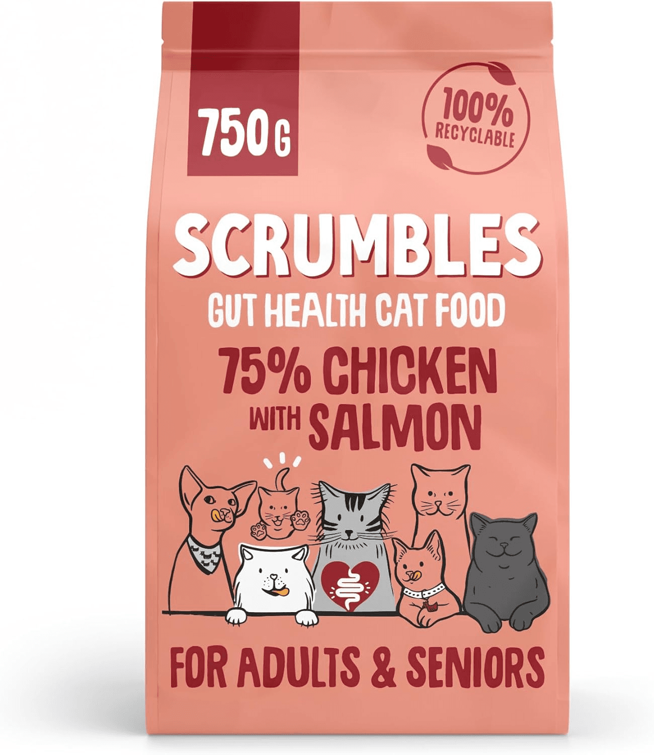 Scrumbles All Natural Dry Cat Food with 75% Chicken and Fresh Salmon| High Prote