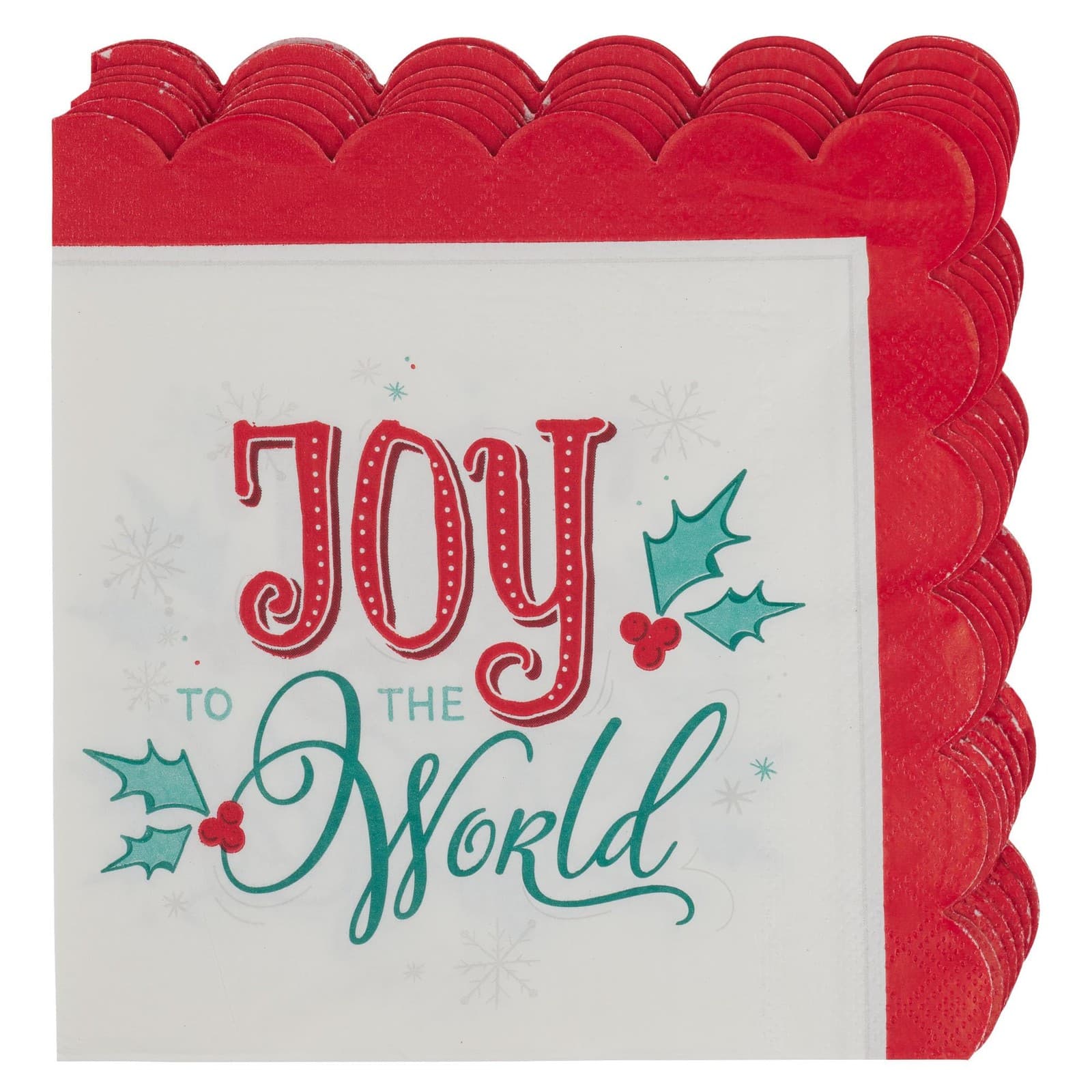 Joy to the World Red Scalloped Paper Napkin Set NEW