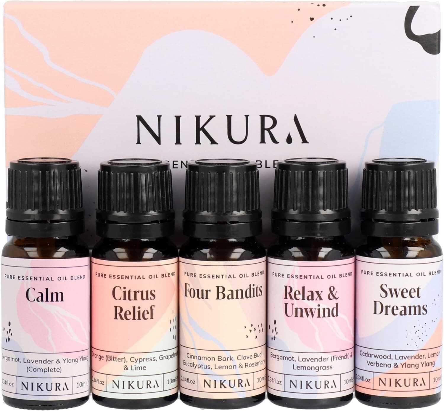 Nikura Essential Oils Blends Gift Set Calming Essential Oils for Diffusers Home