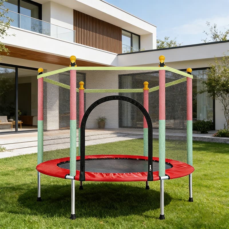 5FT Trampoline for Kids 140cm with Safety Enclosure Net| Straight Leg Steel UK