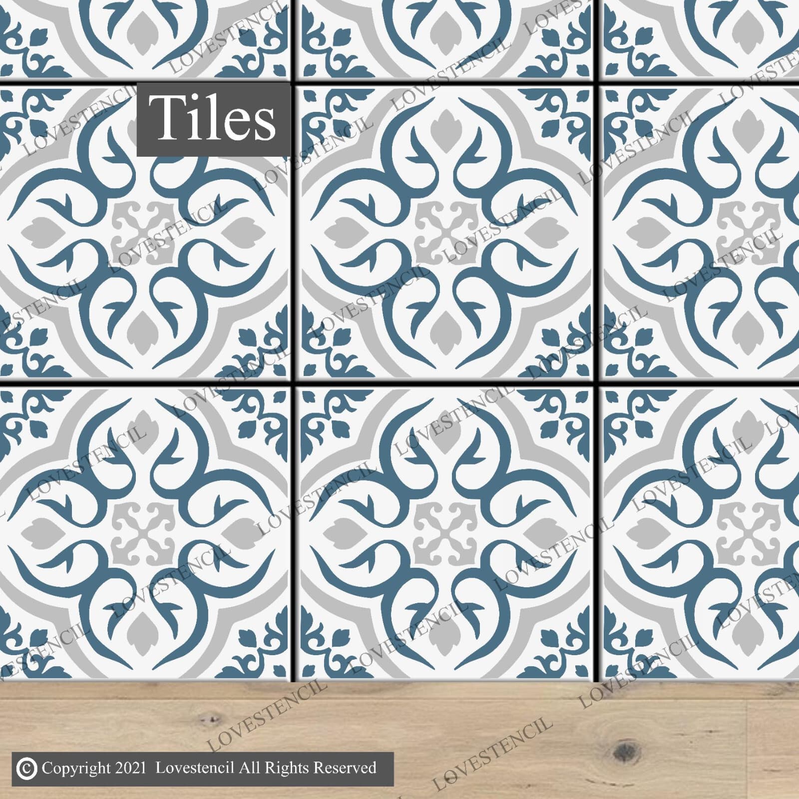Tile Stencils - Lovestencil - Bathroom/Kitchen and Hallways Floors/Wall