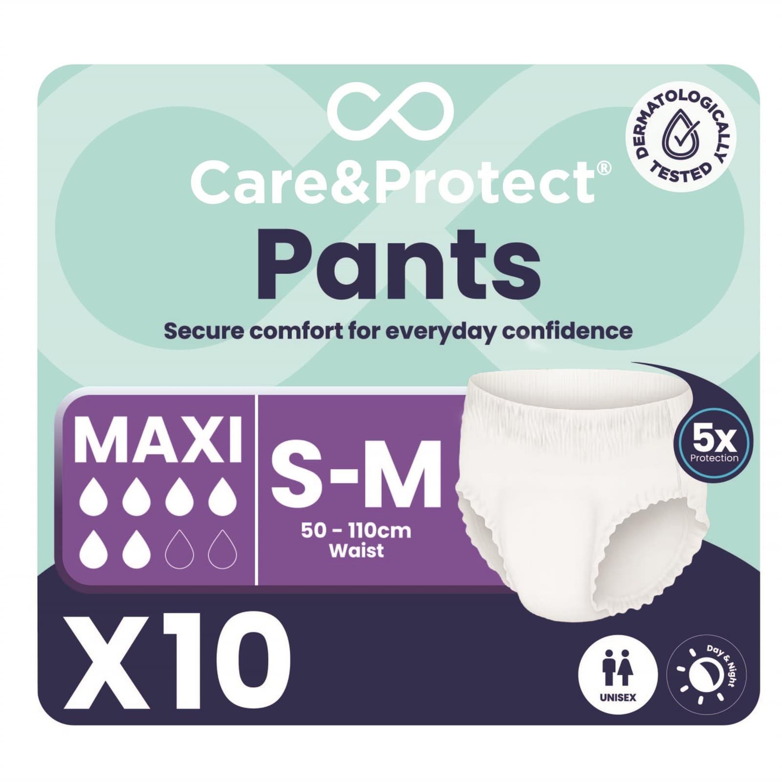 10 x Care and Protect Pants Maxi Small/Medium| Adult Unisex Pullups | 1 Pack of 10