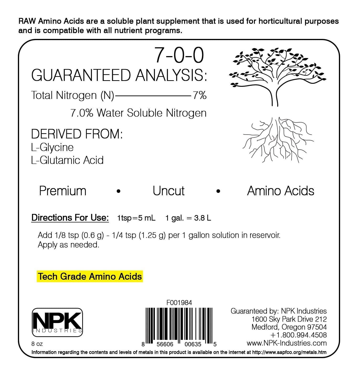 RAW Amino Acids 8oz NPK view 2