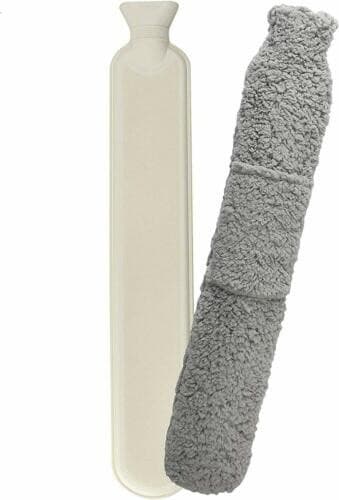 2L GREY SHERPA LONG HOT WATER BOTTLE FLEECE RUBBER LARGE WARMER CHRISTMAS GIFT