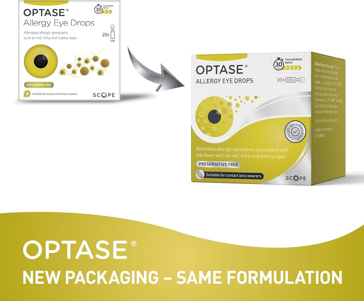 Optase Hayfever Relief Allergy Eye Drops safe for contact lens wearers view 2