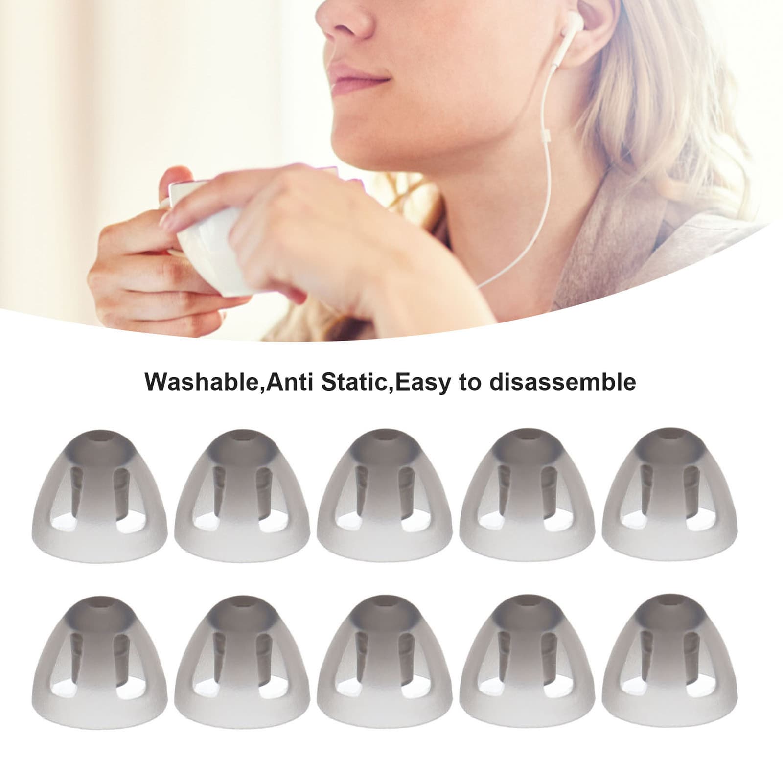 (8mm)10 Pcs Hearing Aids Dome Earbuds Soft Open Domes Black Layer Replacements view 2