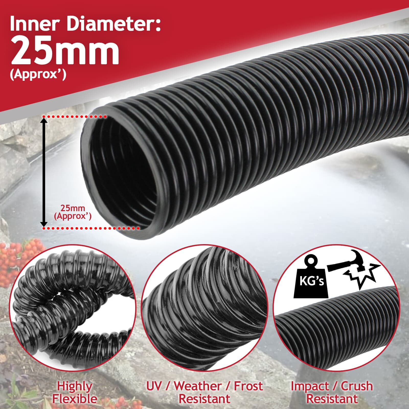 Corrugated Bilge Hose Pipe Pump Boat Flexible Filter Marine Tube 5m 10m 15m 20m
