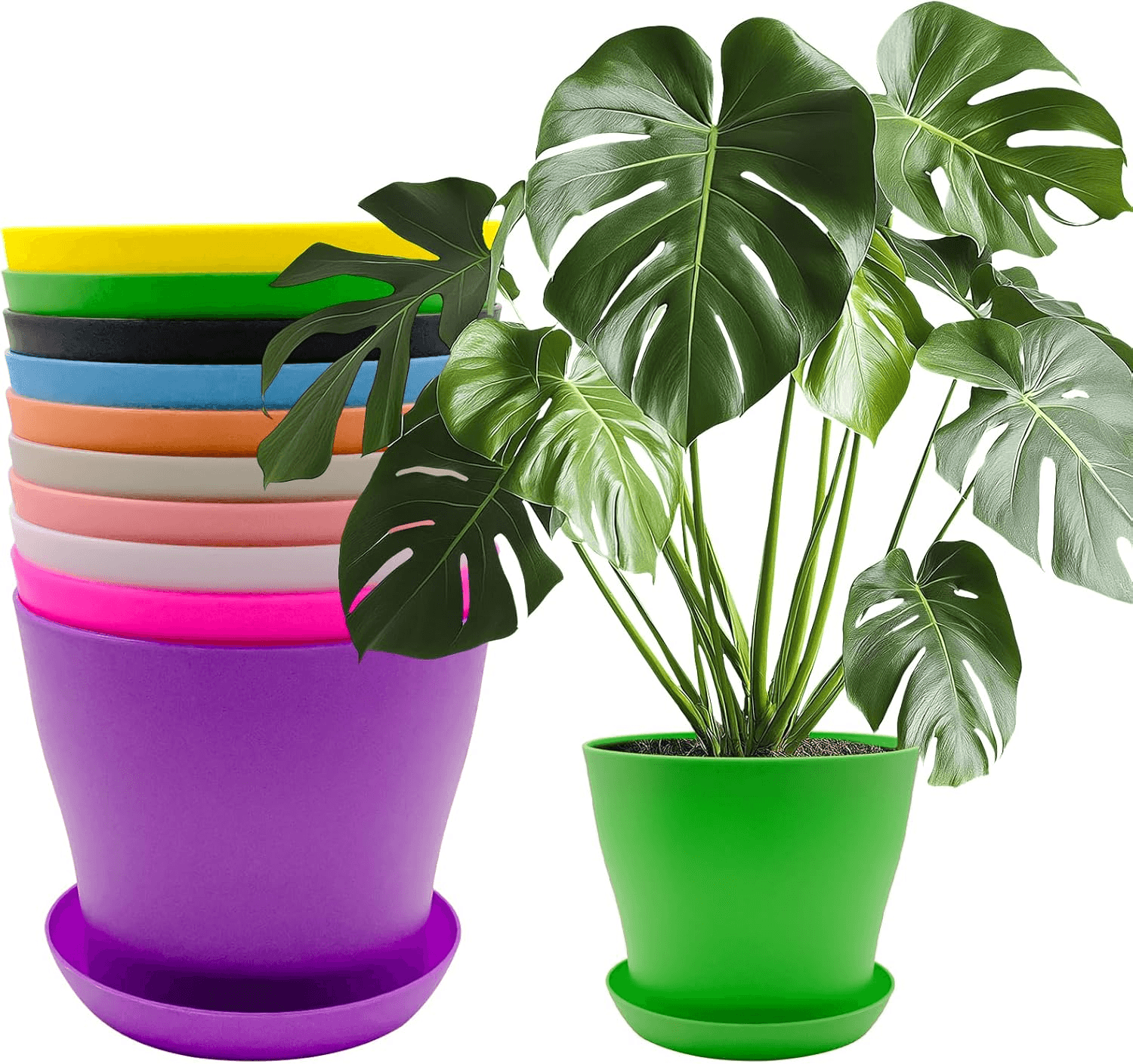 10Pcs 14Cm Small Plant Flower Pots Colorful Plastic Plant Pots Indoor Flower Pot