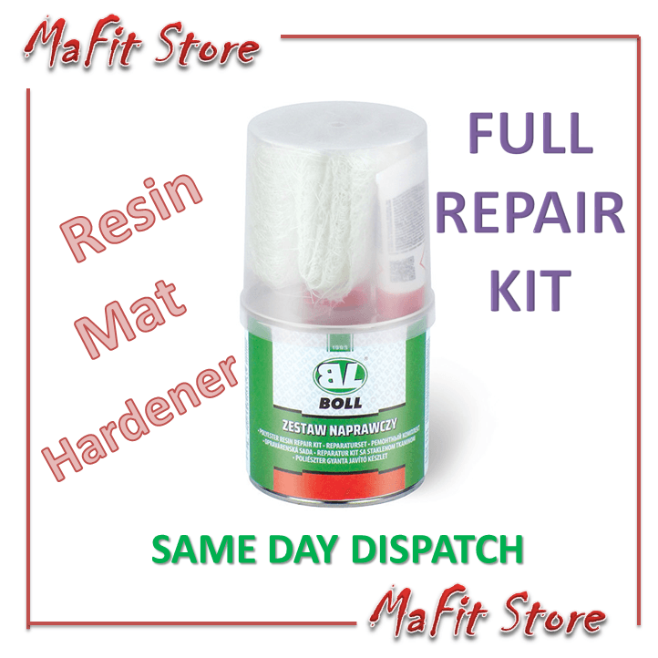 Fibre Glass Polyester Mat Resin Hardener Repair Kit Box Set 250g Car Boat BOLL