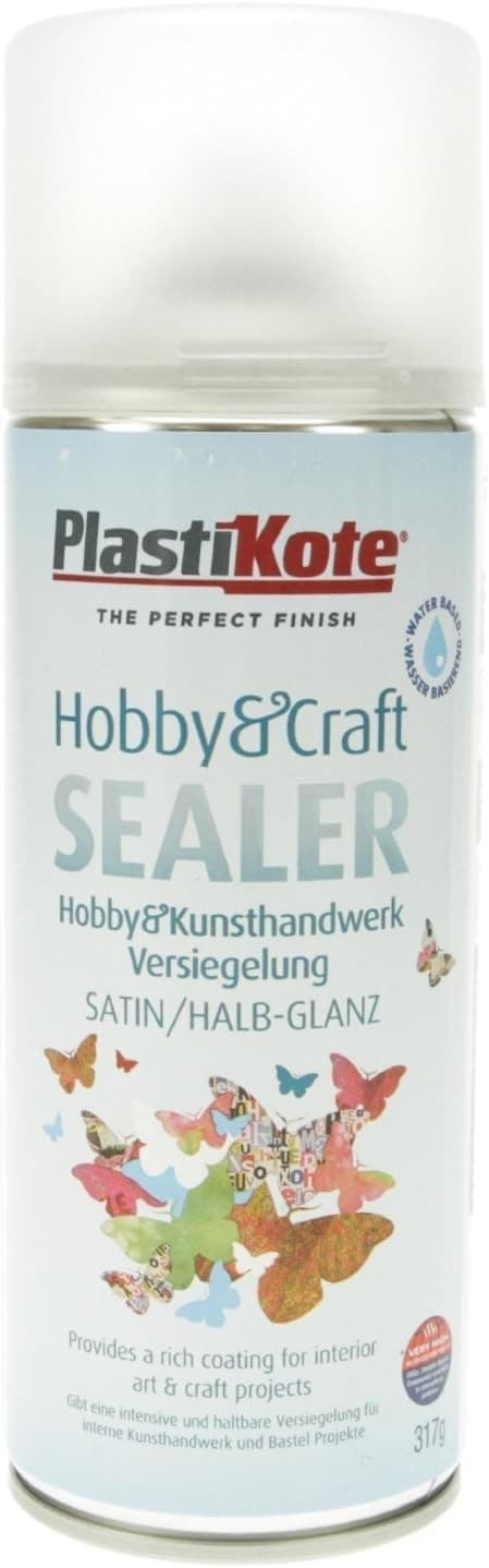 Plastikote Hobby and Craft Sealer Spray Clear Satin 400ml| Yellow