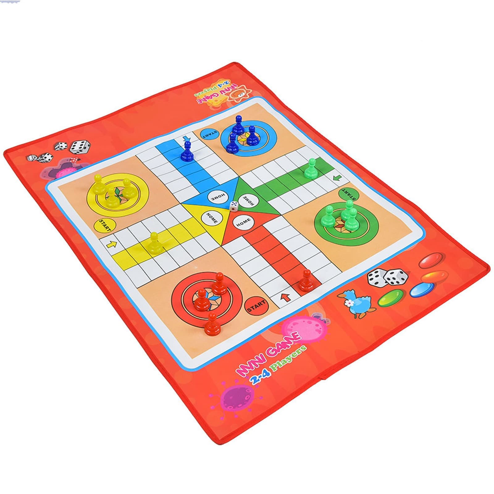 Non Woven Kids Ludo Board Set Eco-friendly Colorful Family Game DPAT