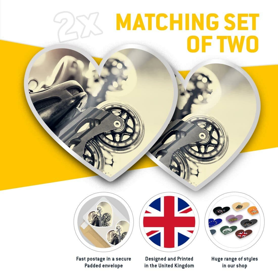 2 x Heart Stickers 10 cm - Inline Roller Skates Skater Skating #45403 view 2