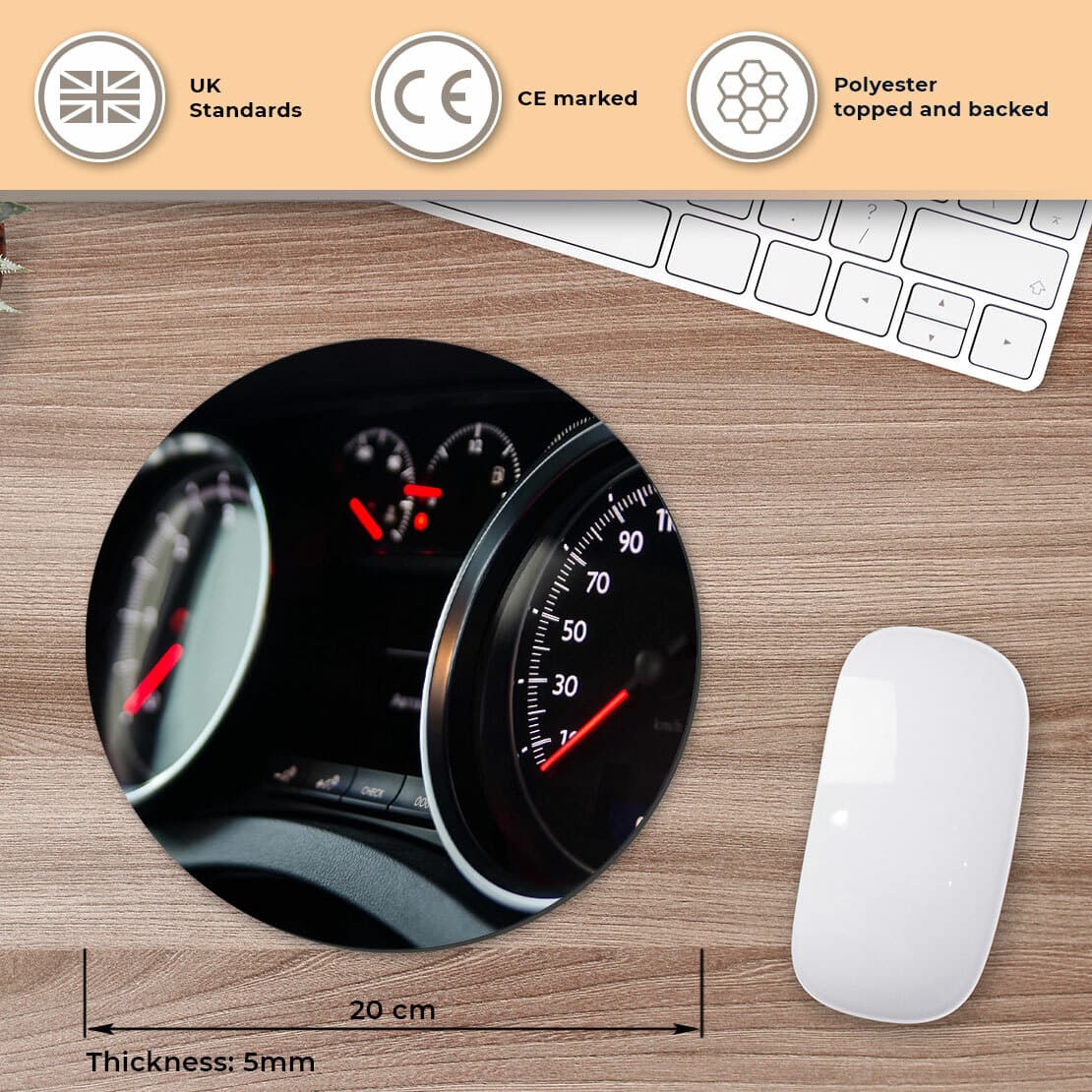 Round Mouse Mat - Automobile Dashboard Car Driving Office Gift #16876 view 2
