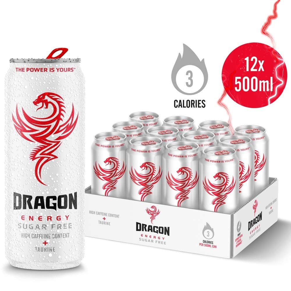 Dragon Sugar Free Energy Drink; 12 x 500ml; High Caffeine; Taurine; B-Vits view 2