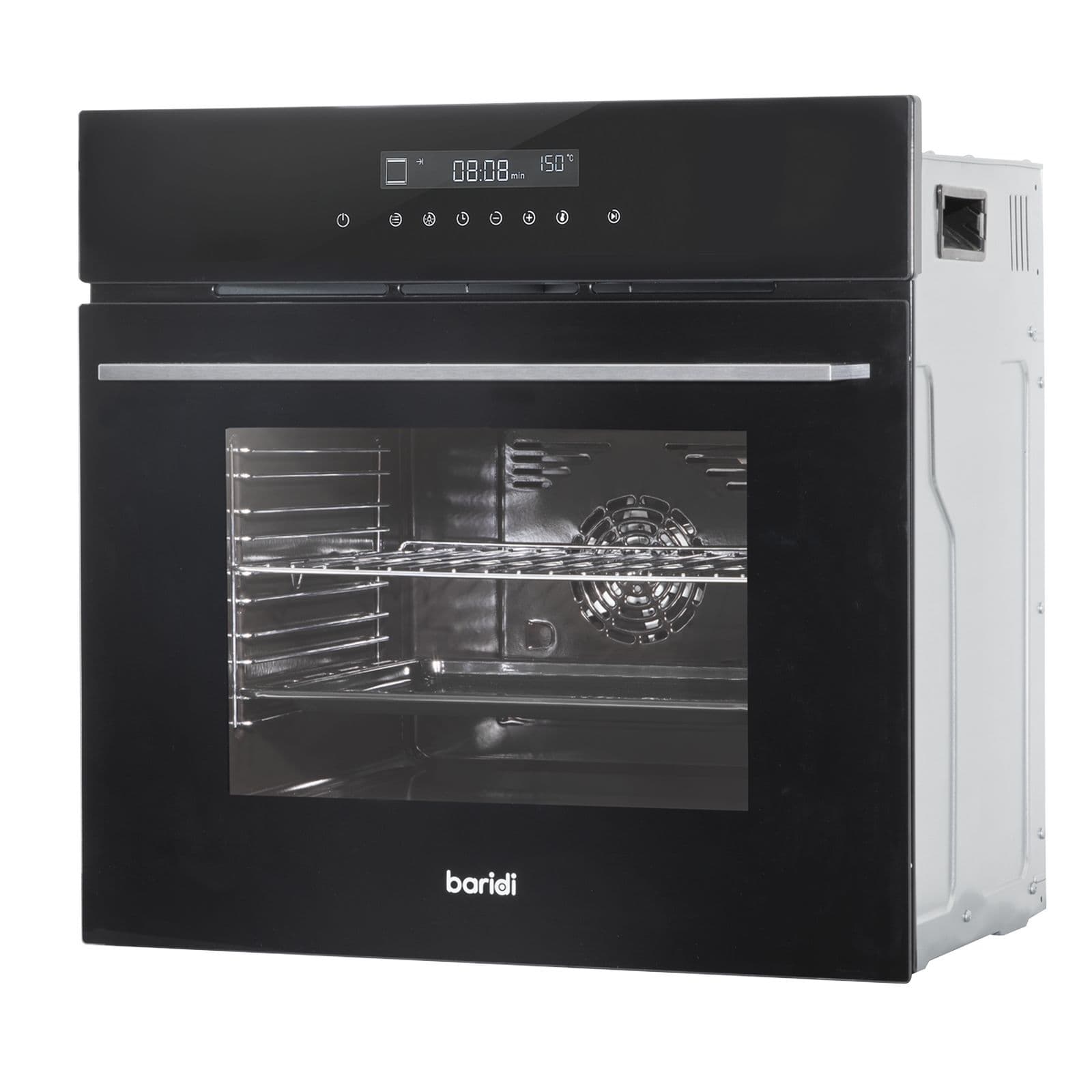 Baridi 60cm Built-In Fan Assisted Single Integrated Electric Oven Black - DH199 view 2