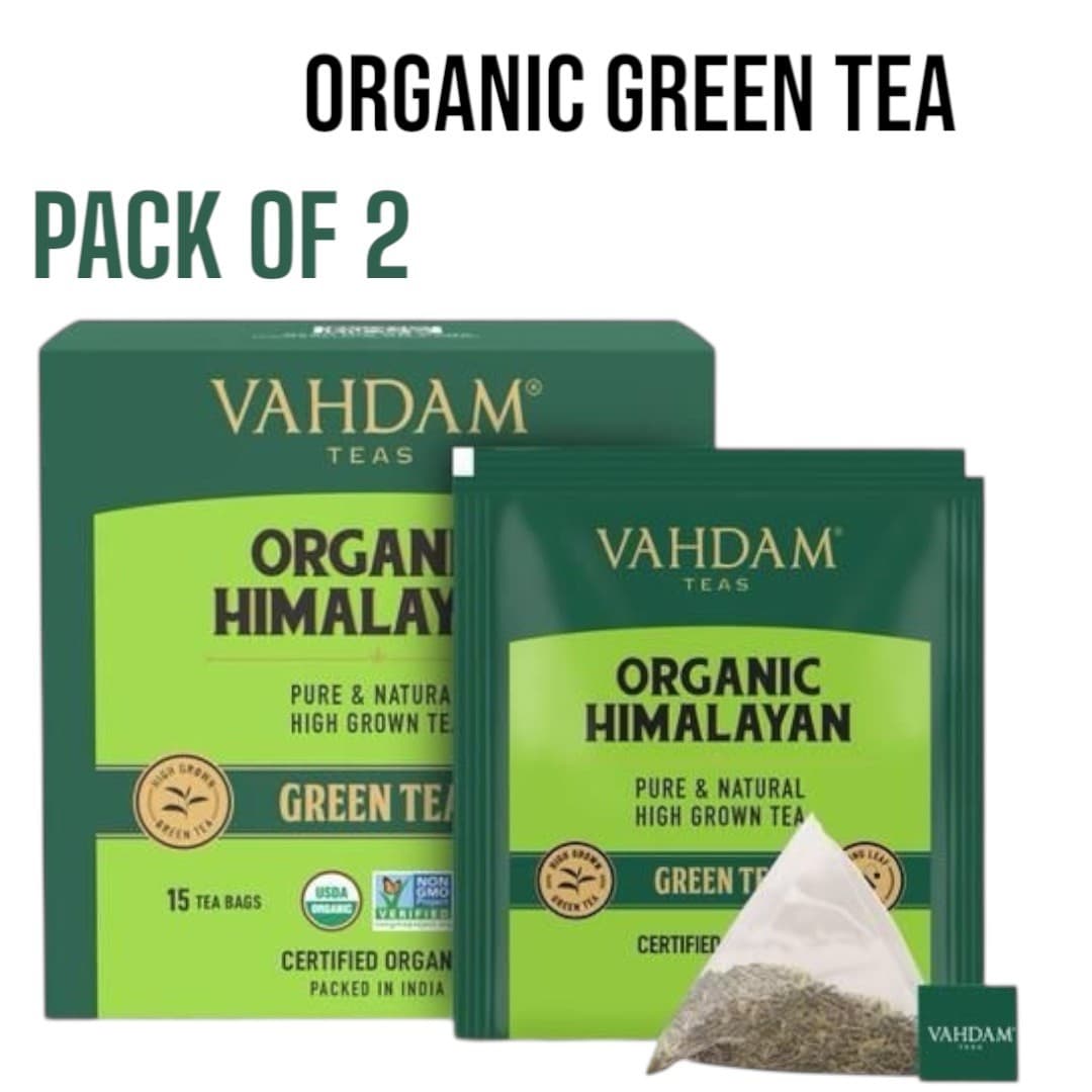 Organic Green Tea 15 Tea Bags | Vegan and Certified Pack Of 2 Total 30Tea Bags