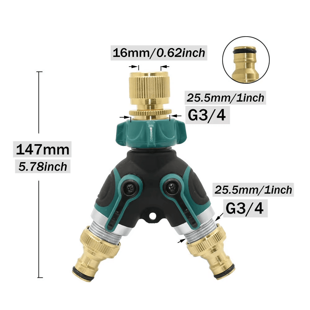 Metal 3/4 Inch Thread 2/4-Way Hose Splitter Hose Connector Nipple Garden Tap Y-T